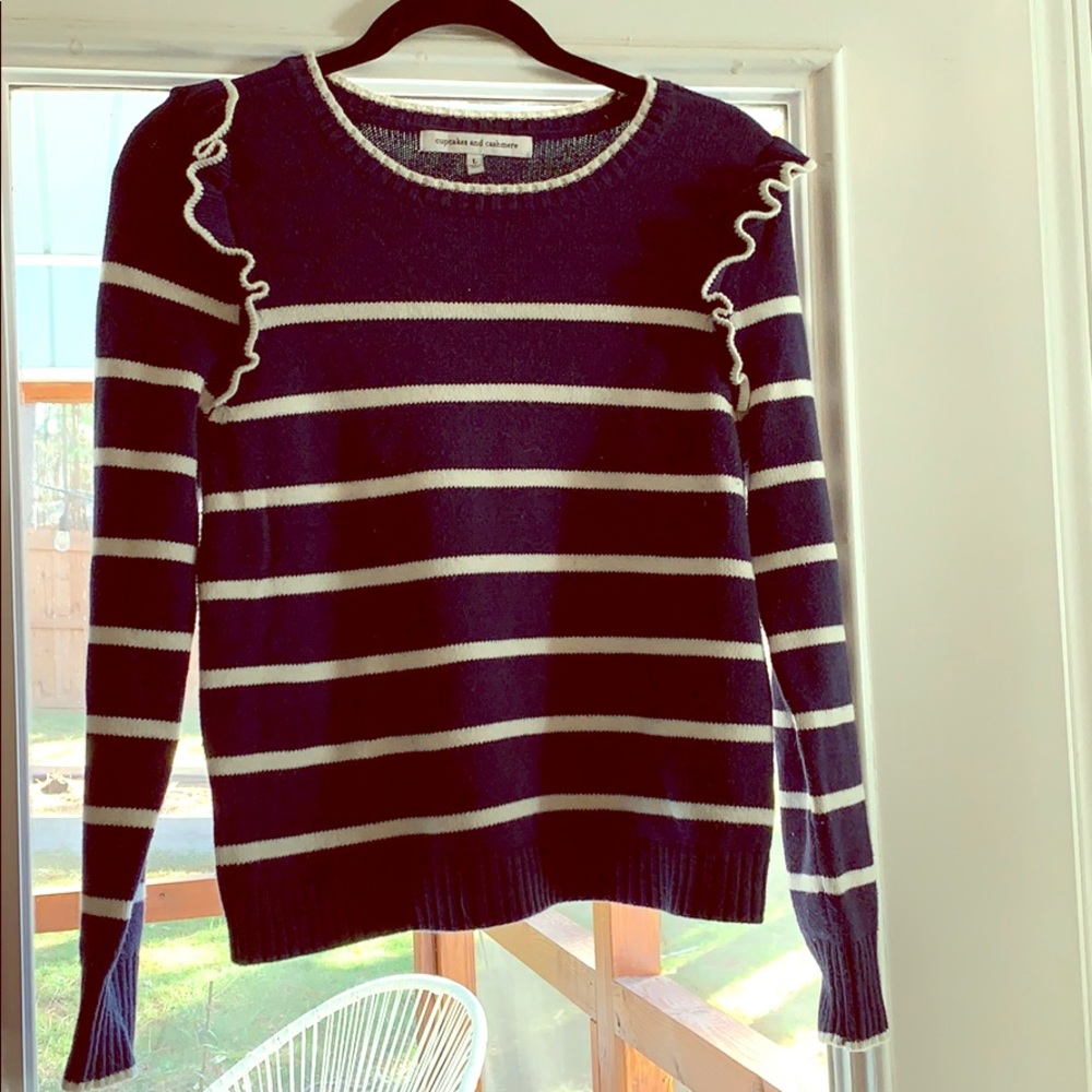 Ruffled nautical themed sweater